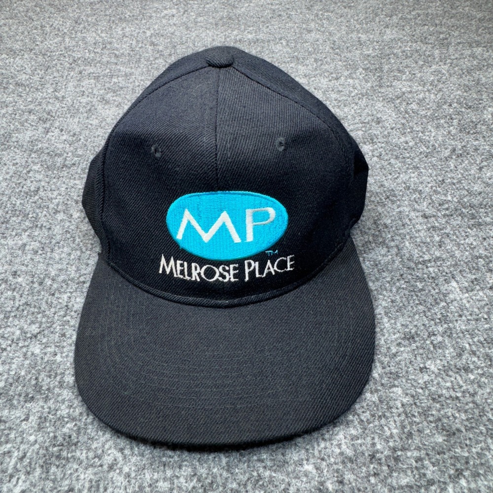 Vintage Melrose Place Snapback Hat Mens OSFA Black Wool Blend TV Promo Cap 90s
